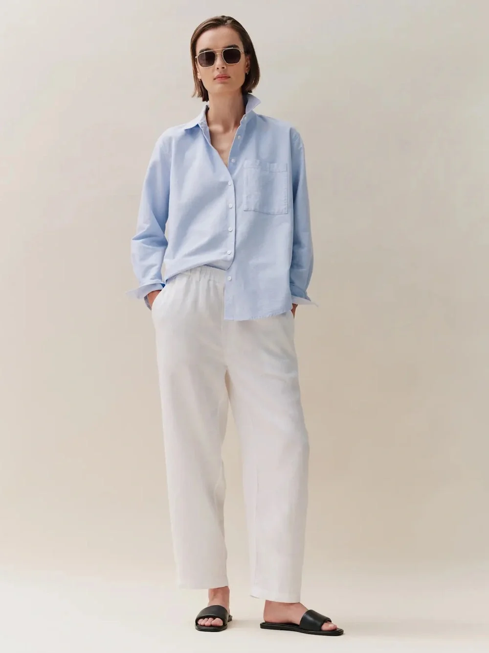 Quince white linen pants